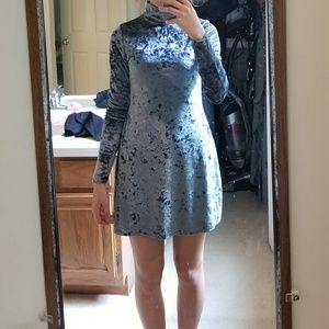 Blue Crushed Velvet Urban Outfitters Dress